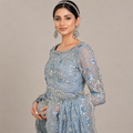 Ice Blue Sequin & Pearl Embroidered Party Wear Suit