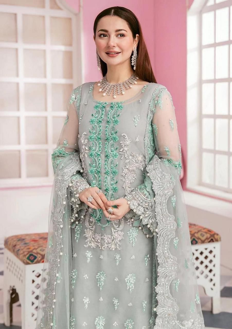 Luxury Embroidered Chiffon 3-Piece Suit – Party & Wedding Wear
