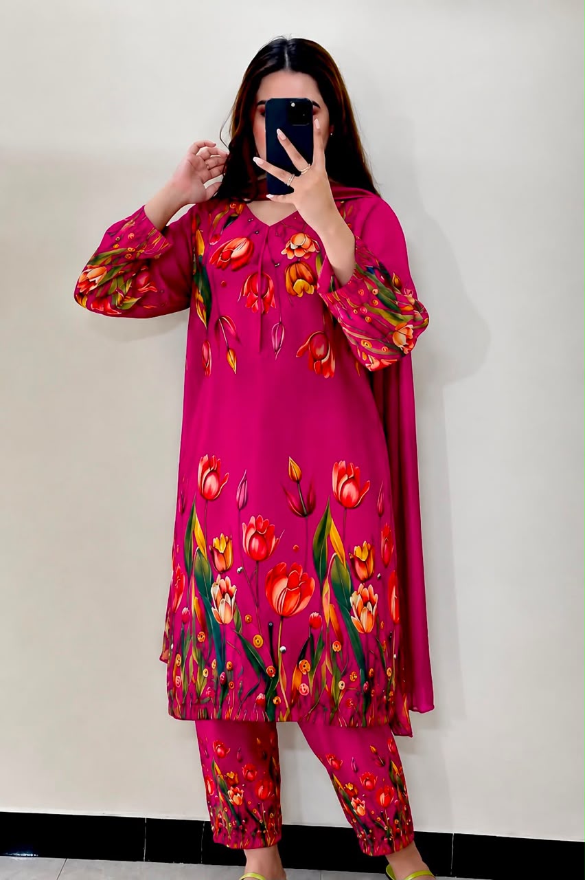 Women's Floral Printed 3-Piece Lawn Suit | Multiple Colours Available