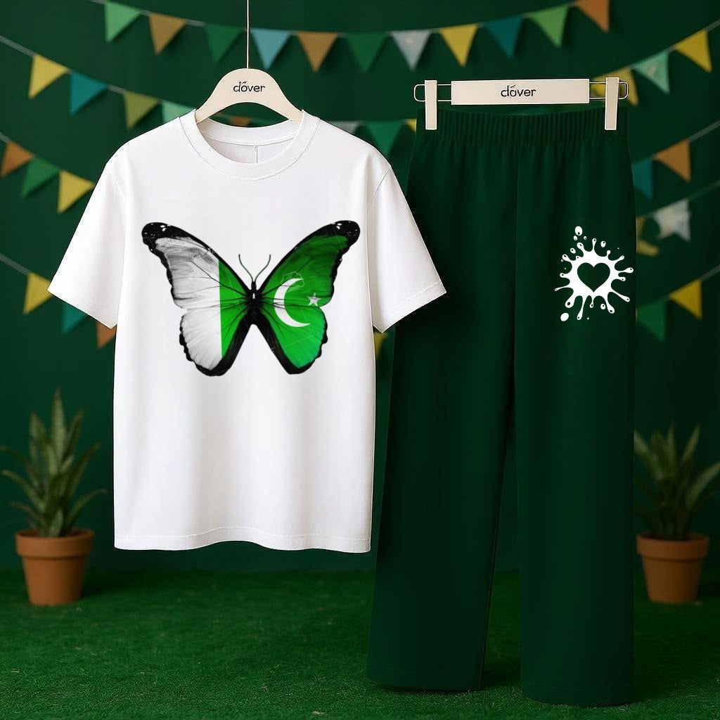 Title:  🇵🇰 14 August Independence Day Kids T-Shirt & Trouser Set | Pakistan Day Green & White Outfit | 2-Piece Dress 💚🤍