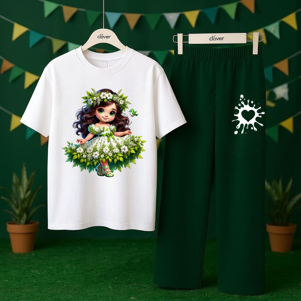 Title:  🇵🇰 14 August Independence Day Kids T-Shirt & Trouser Set | Pakistan Day Green & White Outfit | 2-Piece Dress 💚🤍