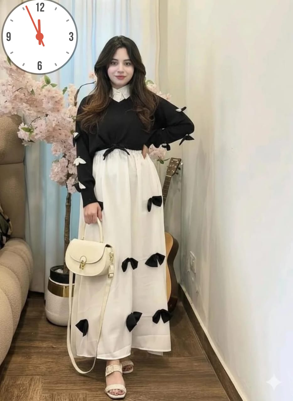 🌸 Elegant Bow Maxi Dress | Premium Korean Style 🌸