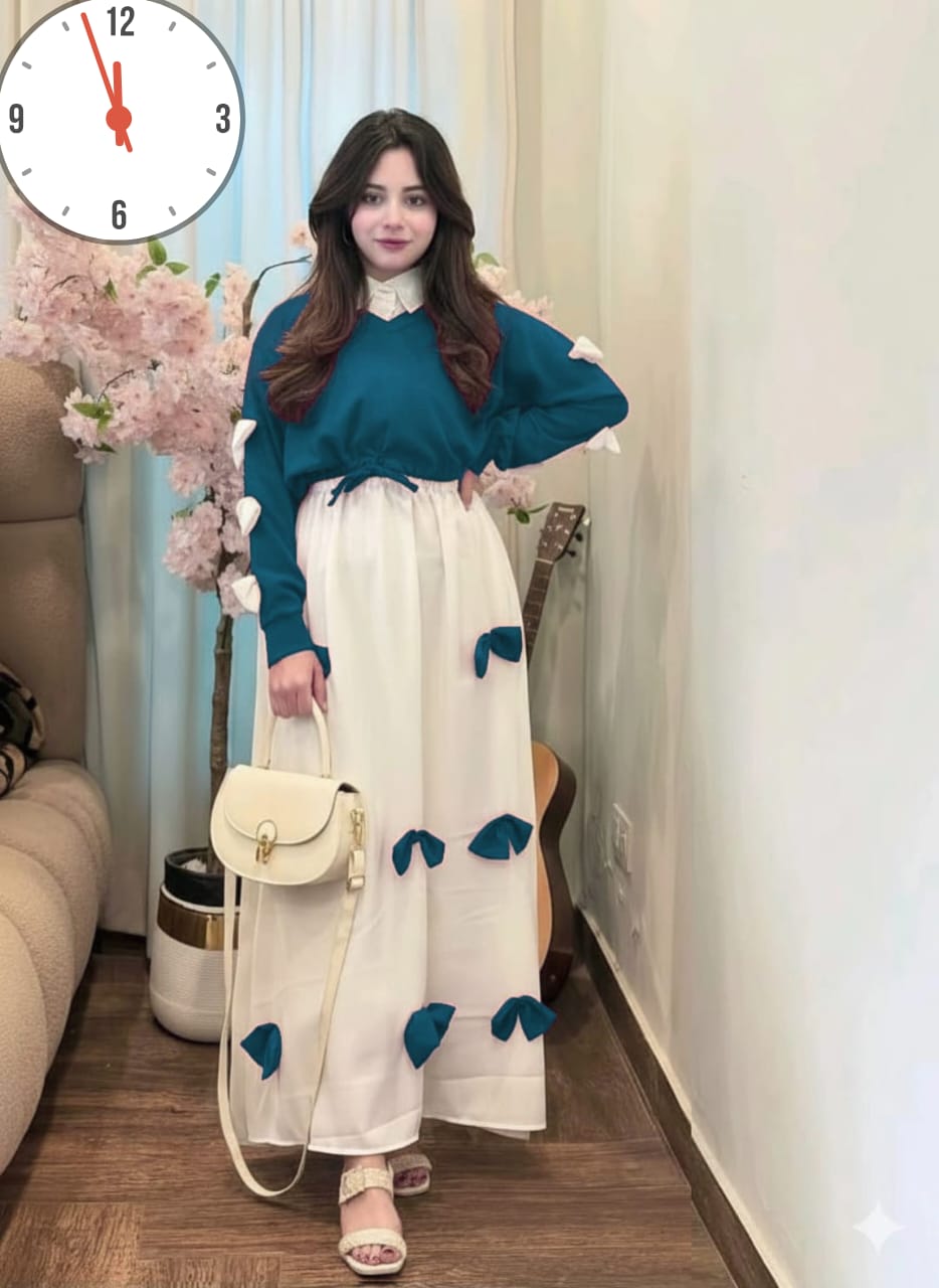 🌸 Elegant Bow Maxi Dress | Premium Korean Style 🌸