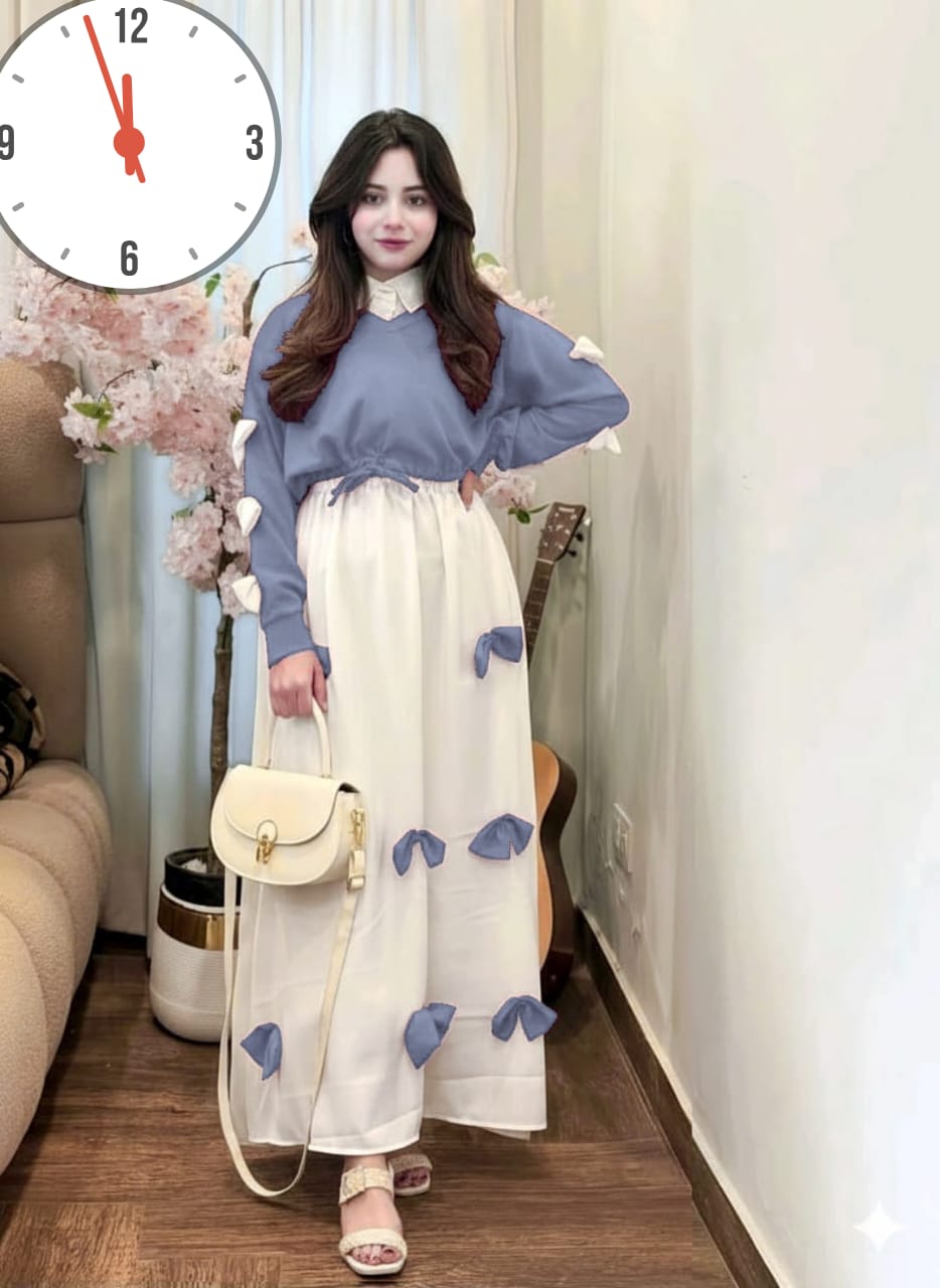 🌸 Elegant Bow Maxi Dress | Premium Korean Style 🌸