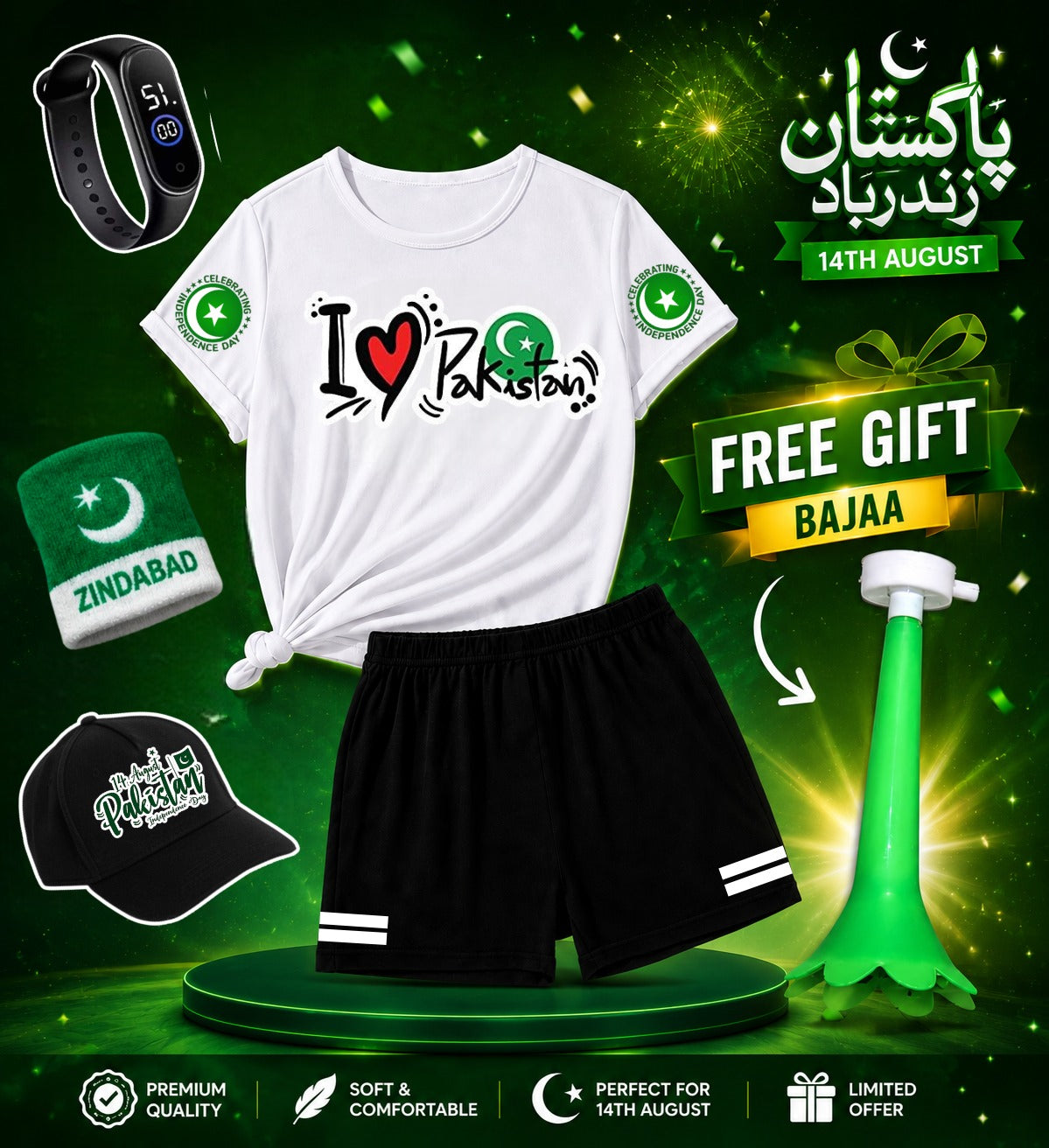 🇵🇰 14 August Kids Independence Day Dress Set