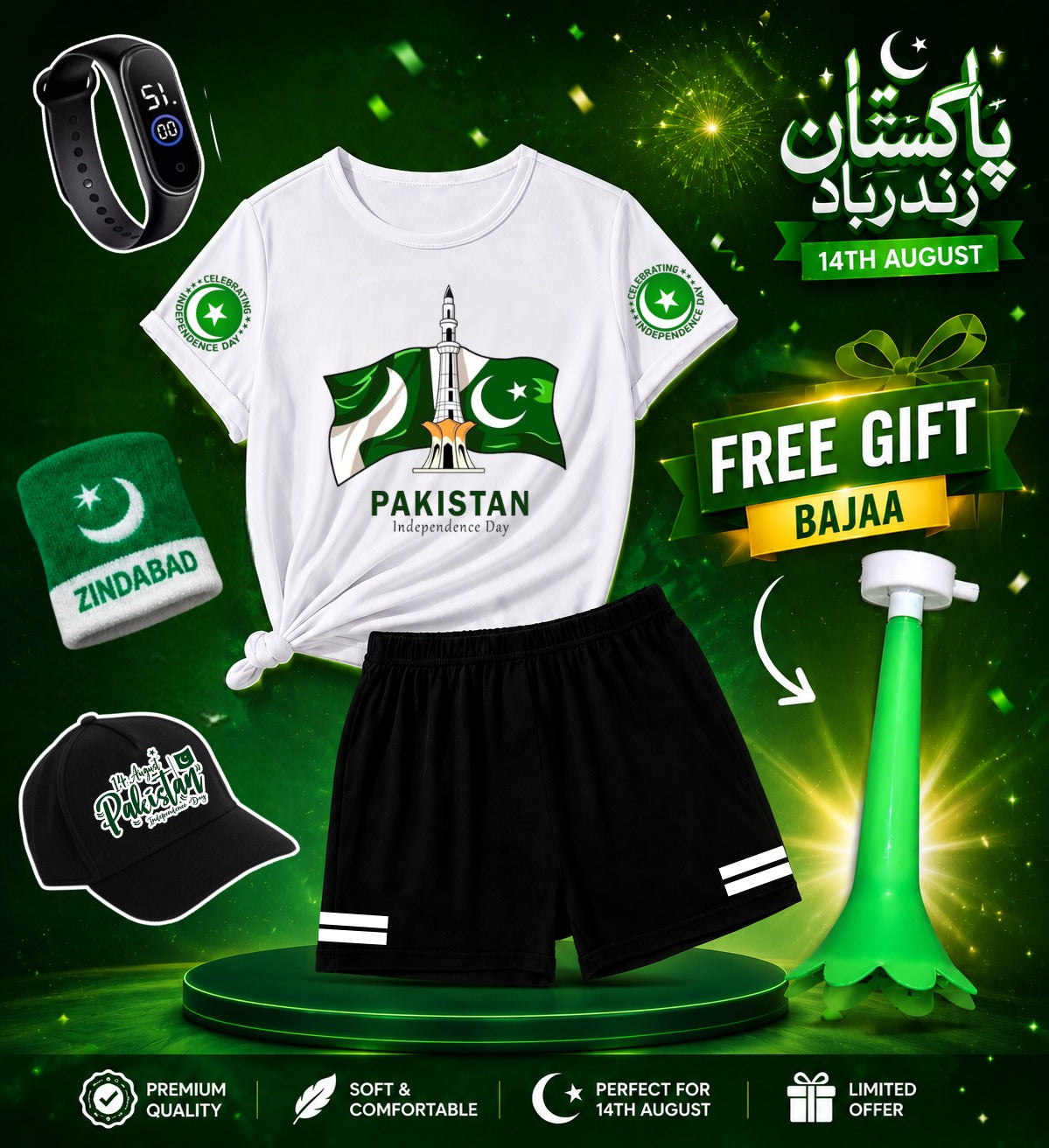🇵🇰 14 August Kids Independence Day Dress Set