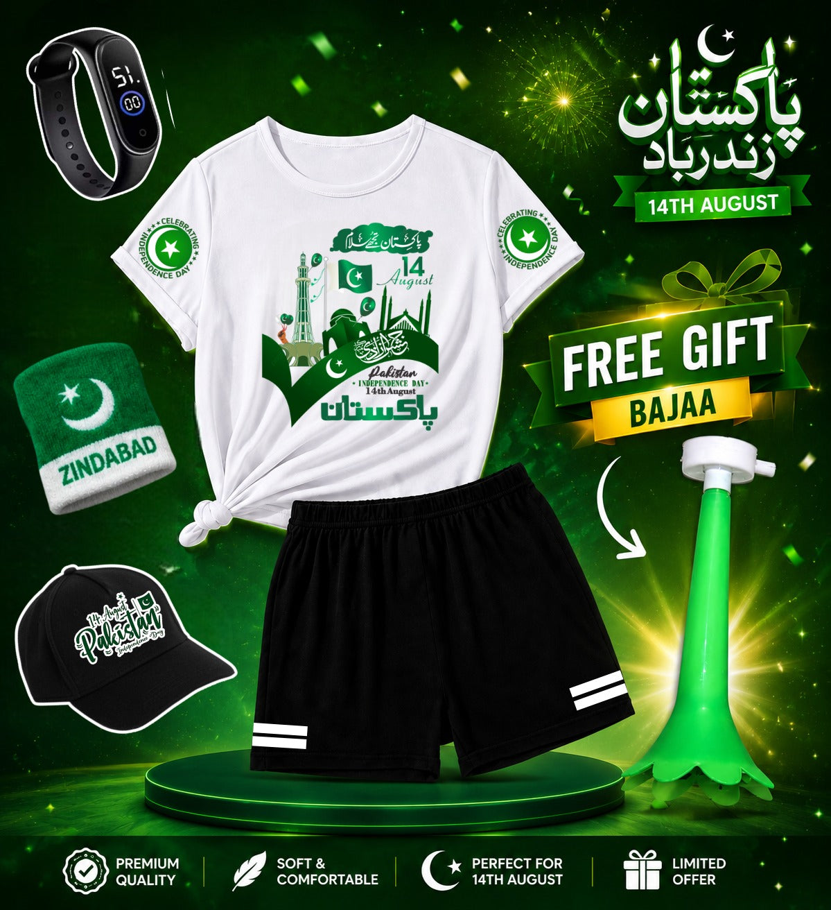 🇵🇰 14 August Kids Independence Day Dress Set