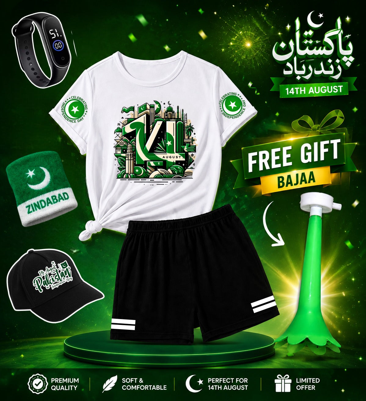 🇵🇰 14 August Kids Independence Day Dress Set