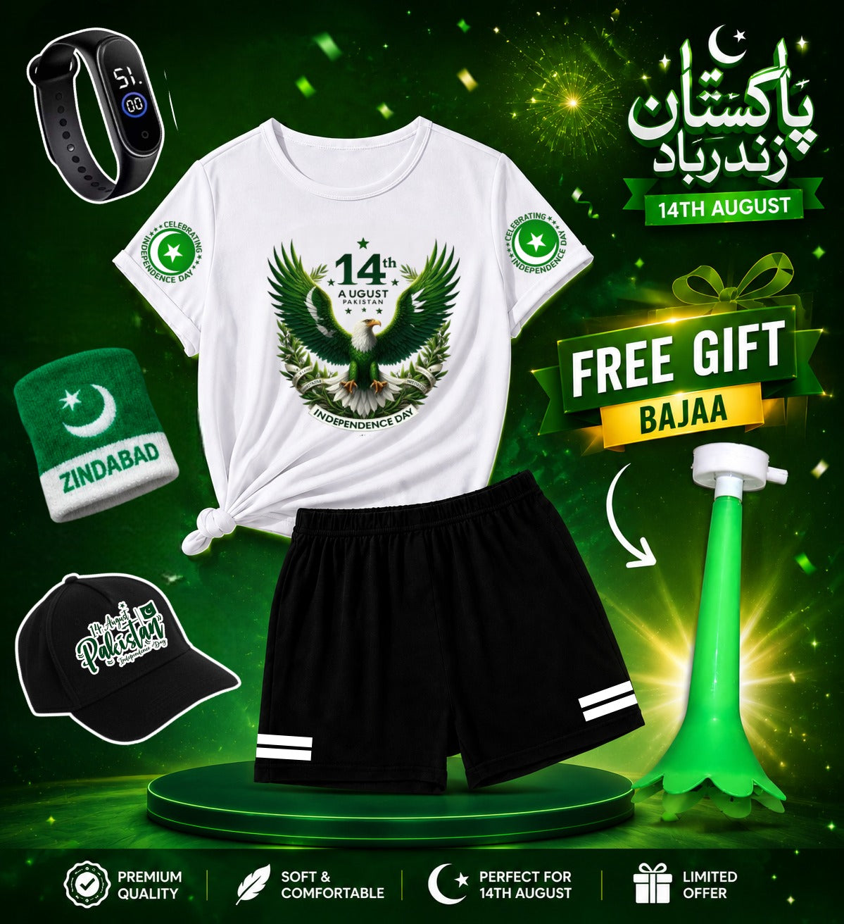 🇵🇰 14 August Kids Independence Day Dress Set