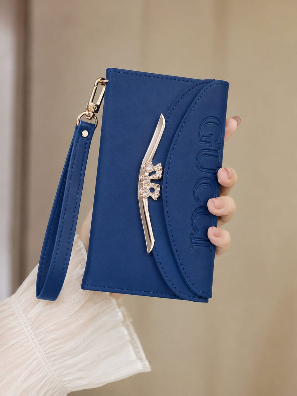 Luxury Women's Premium Wallet with Wrist Strap – Elegant Beige ✨👜