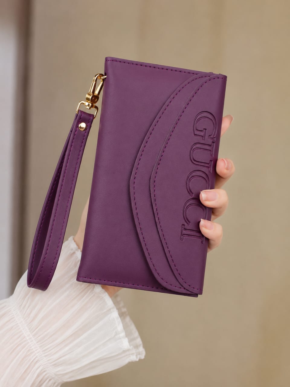 Luxury Women's Premium Wallet with Wrist Strap – Elegant Beige ✨👜