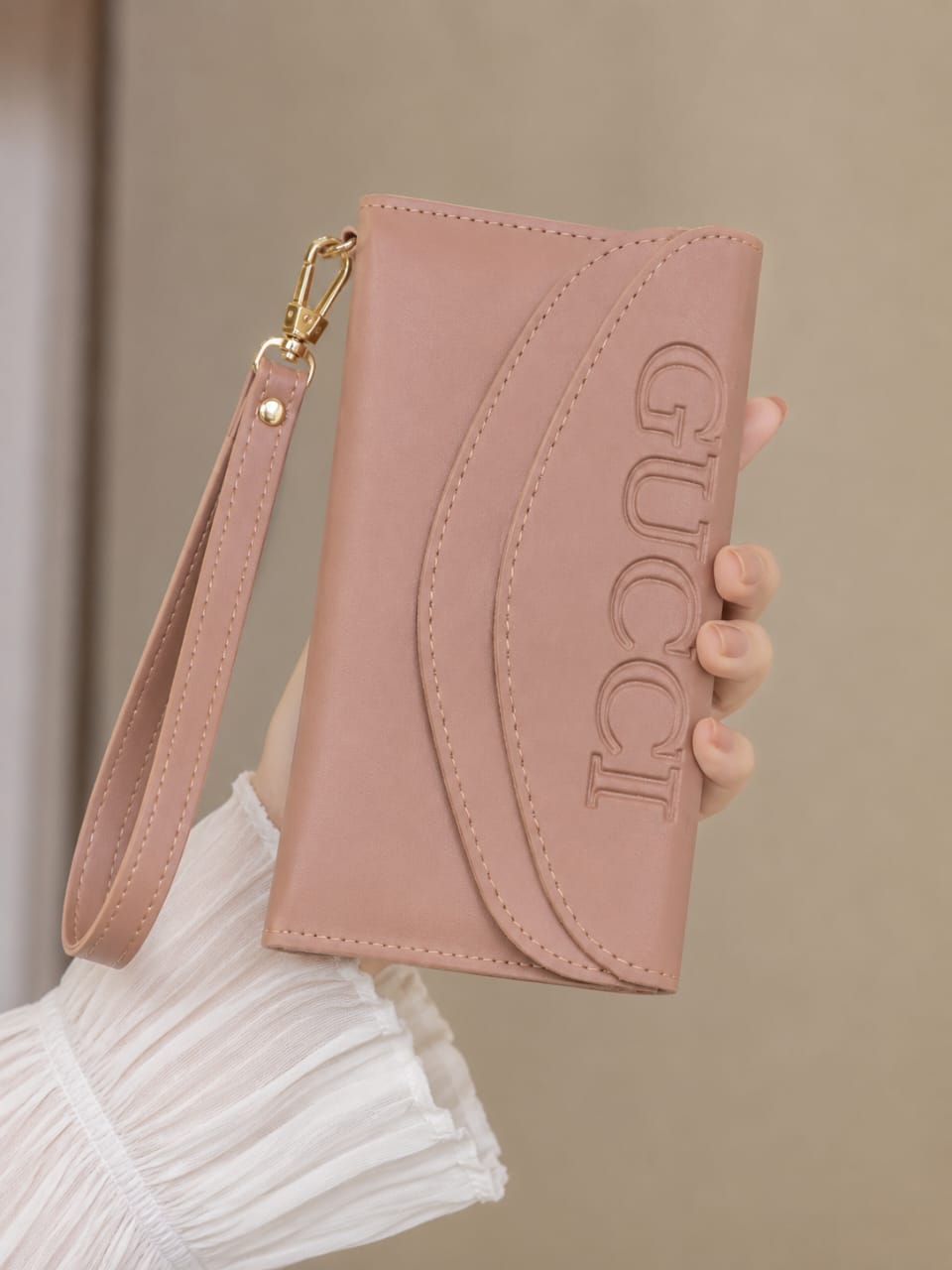 Luxury Women's Premium Wallet with Wrist Strap – Elegant Beige ✨👜
