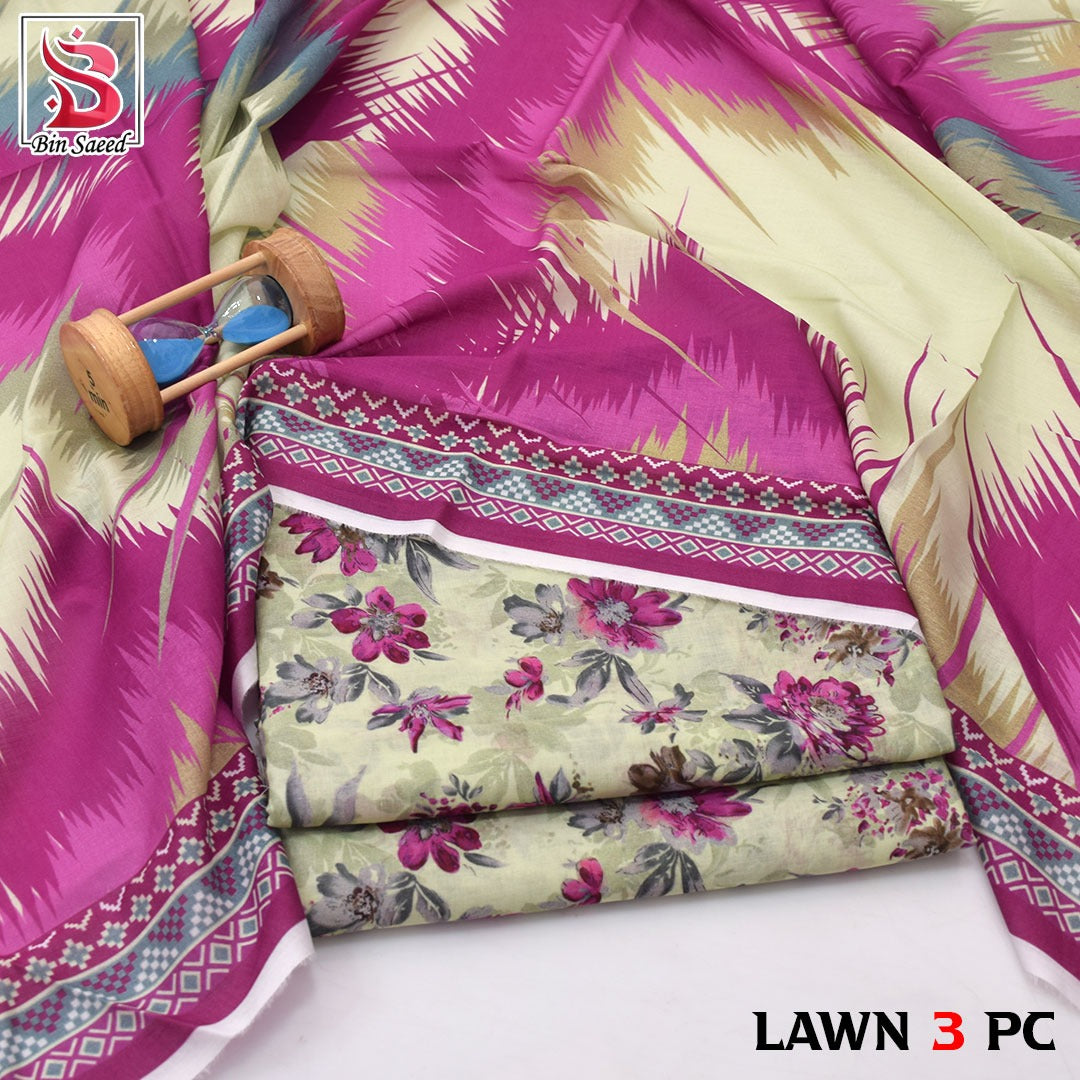 Women's Unstitched Lawn 3 Piece Suit – Premium Printed Summer Collection 🌸