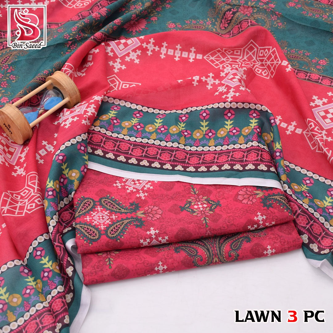 Women's Unstitched Lawn 3 Piece Suit – Premium Printed Summer Collection 🌸