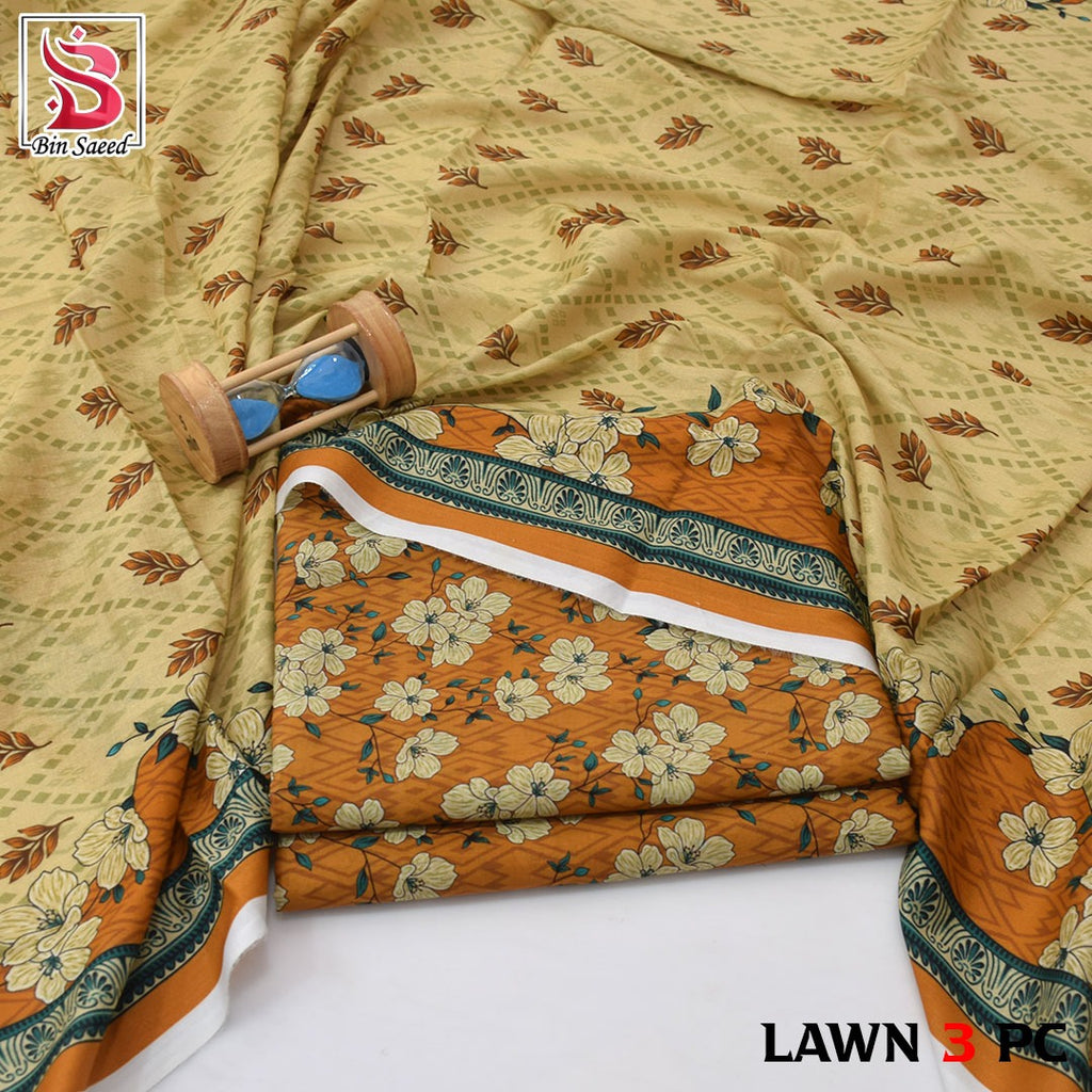 Women's Unstitched Lawn 3 Piece Suit – Premium Printed Summer Collection 🌸