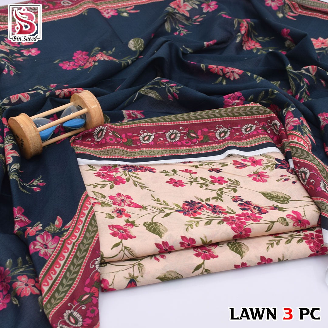 Women's Unstitched Lawn 3 Piece Suit – Premium Printed Summer Collection 🌸