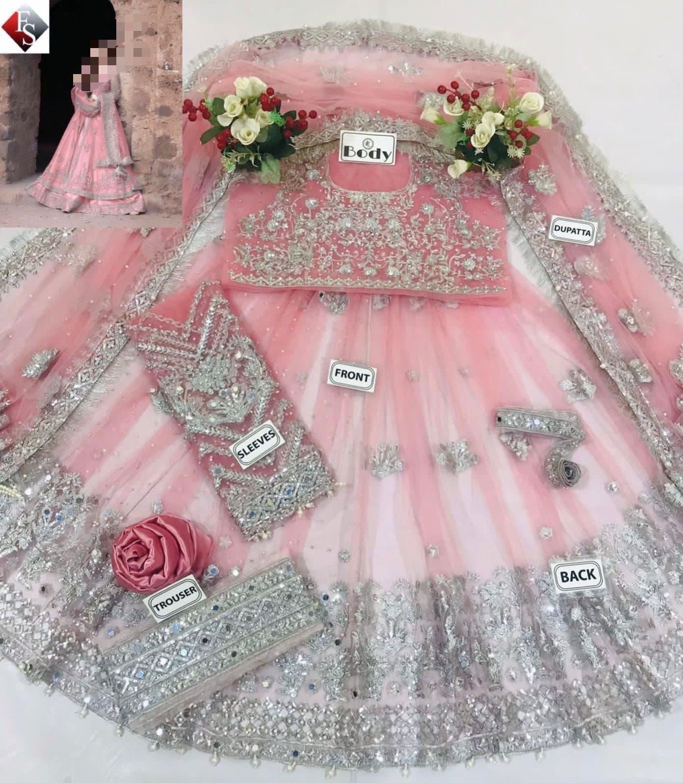 Elegant Embroidered Bridal Maxi with Net Dupatta | Luxury Wedding Wear ✨💙