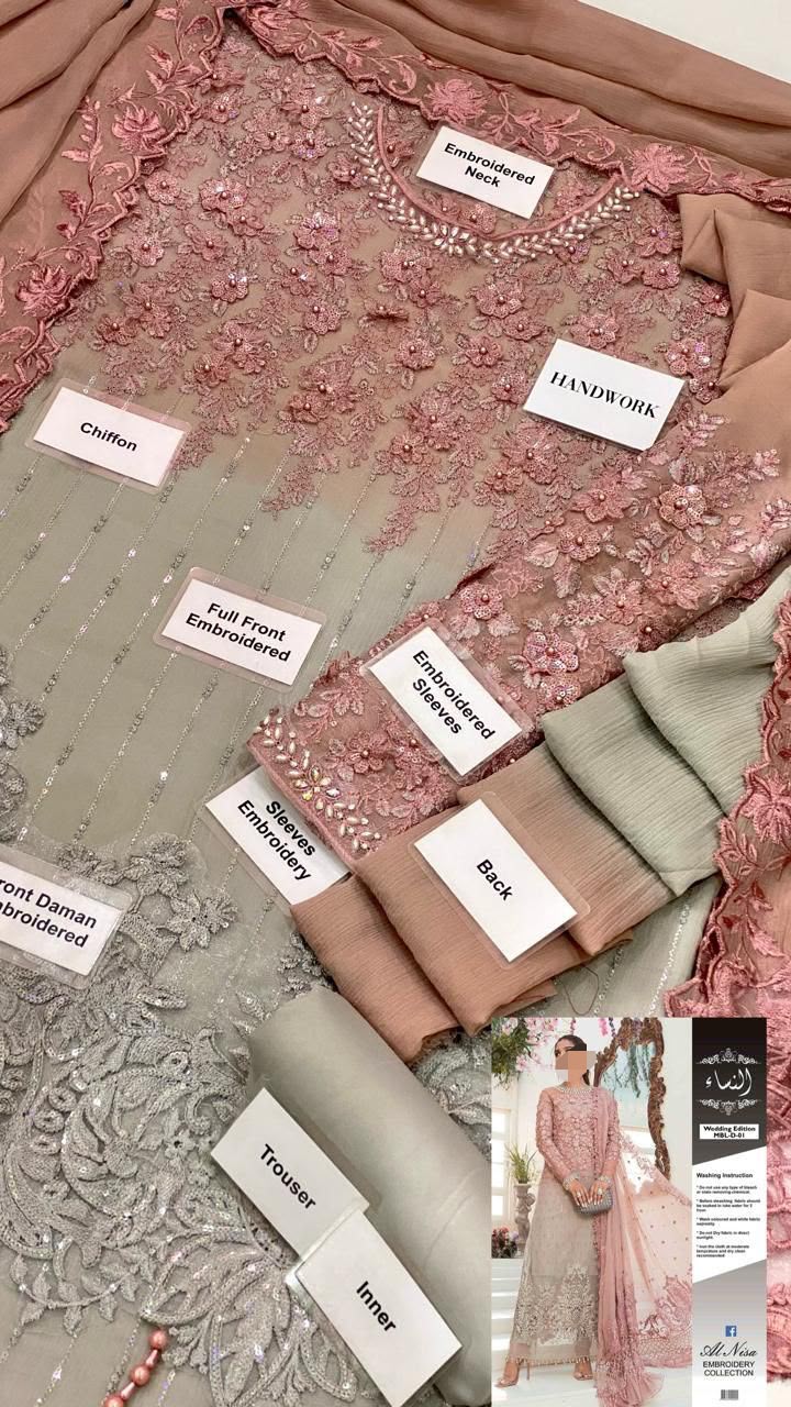 Luxury Embroidered 3 Piece Formal Suit – Blush Pink & Beige ✨