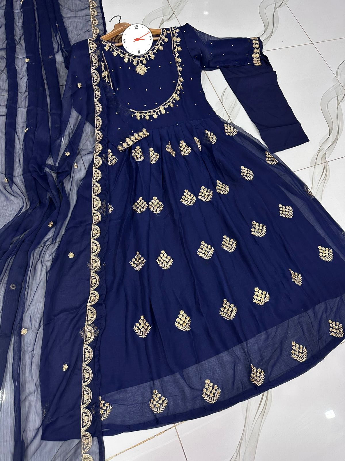✨ Luxury Embroidered Maxi Dress with Dupatta