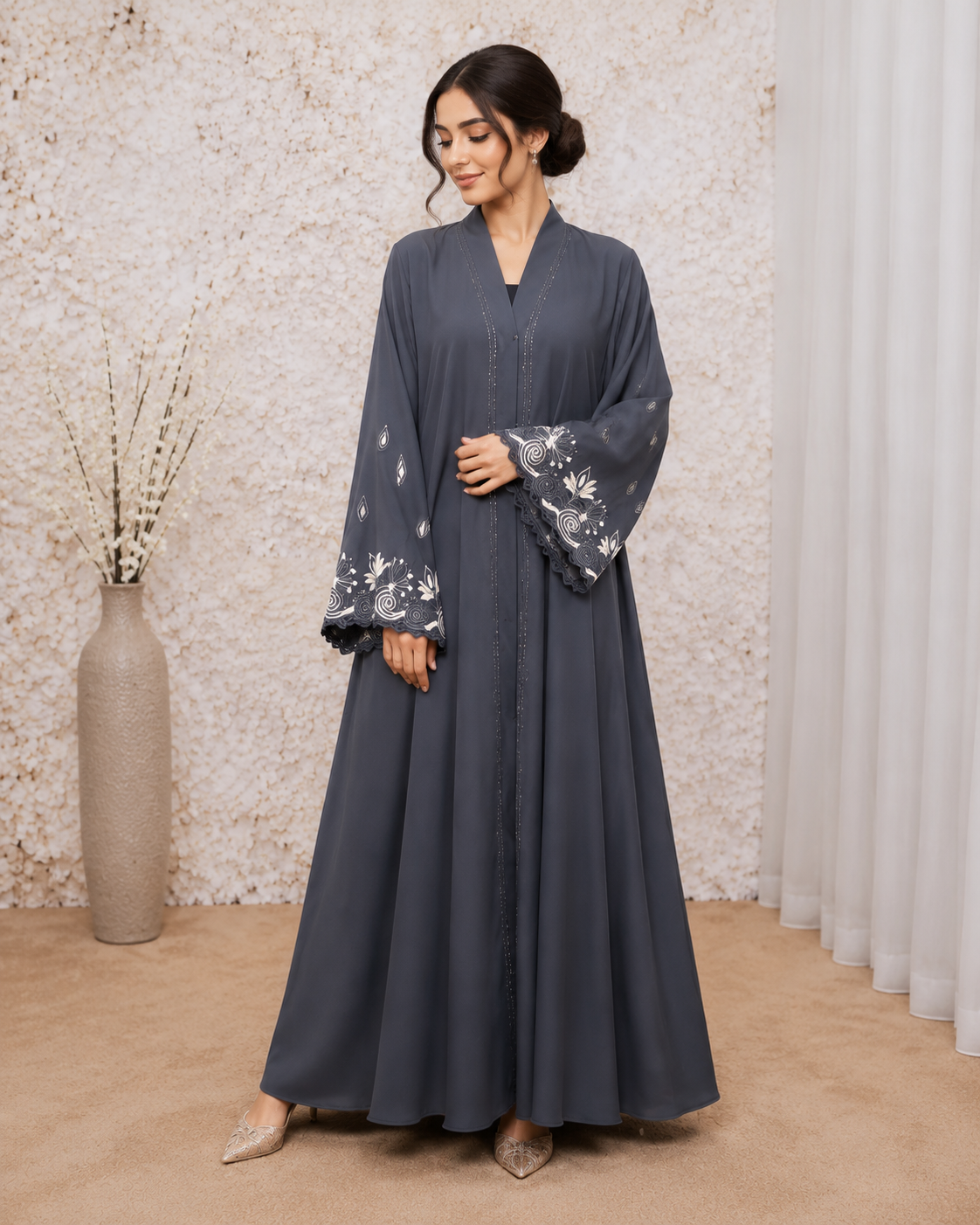 Premium Embroidered Flared Abaya for Women