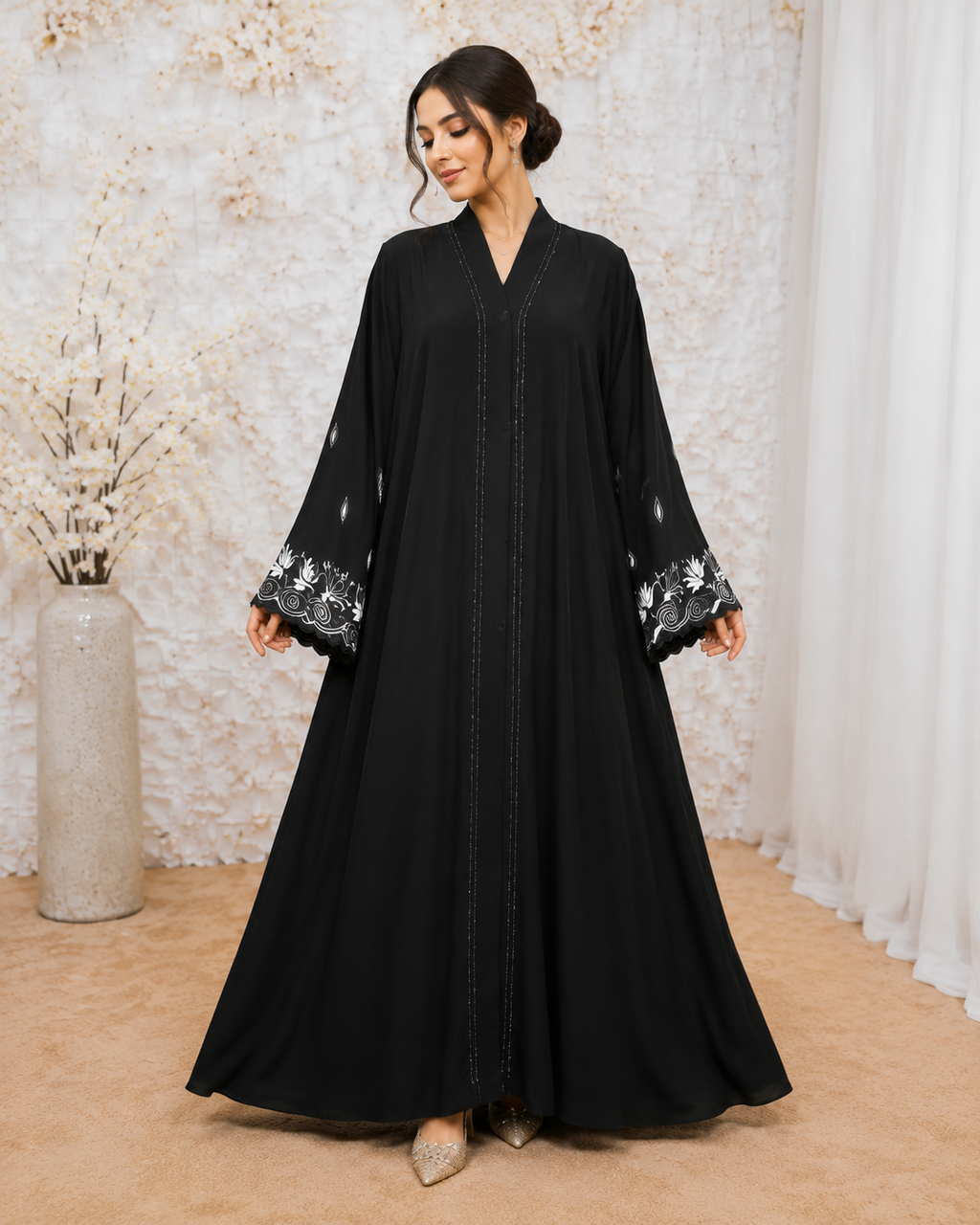 Premium Embroidered Flared Abaya for Women