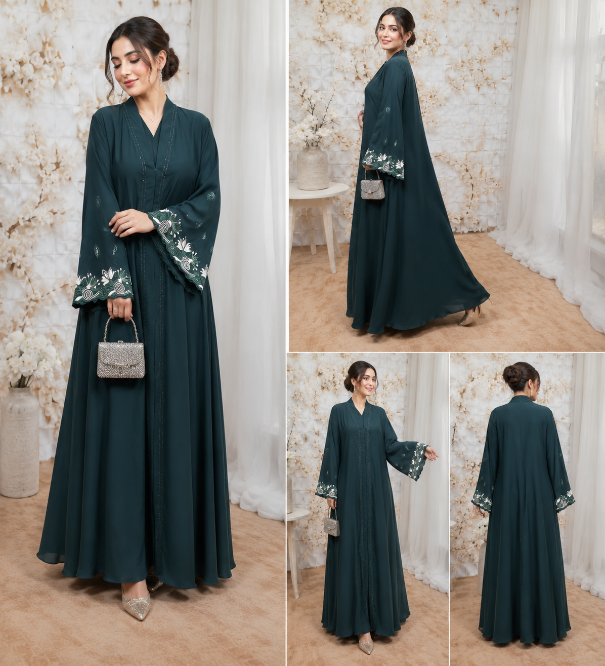 Premium Embroidered Flared Abaya for Women