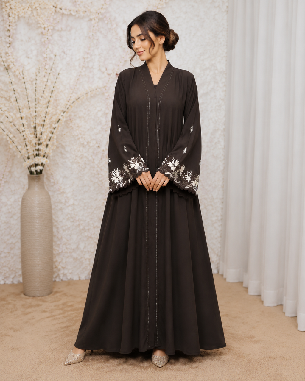 Premium Embroidered Flared Abaya for Women