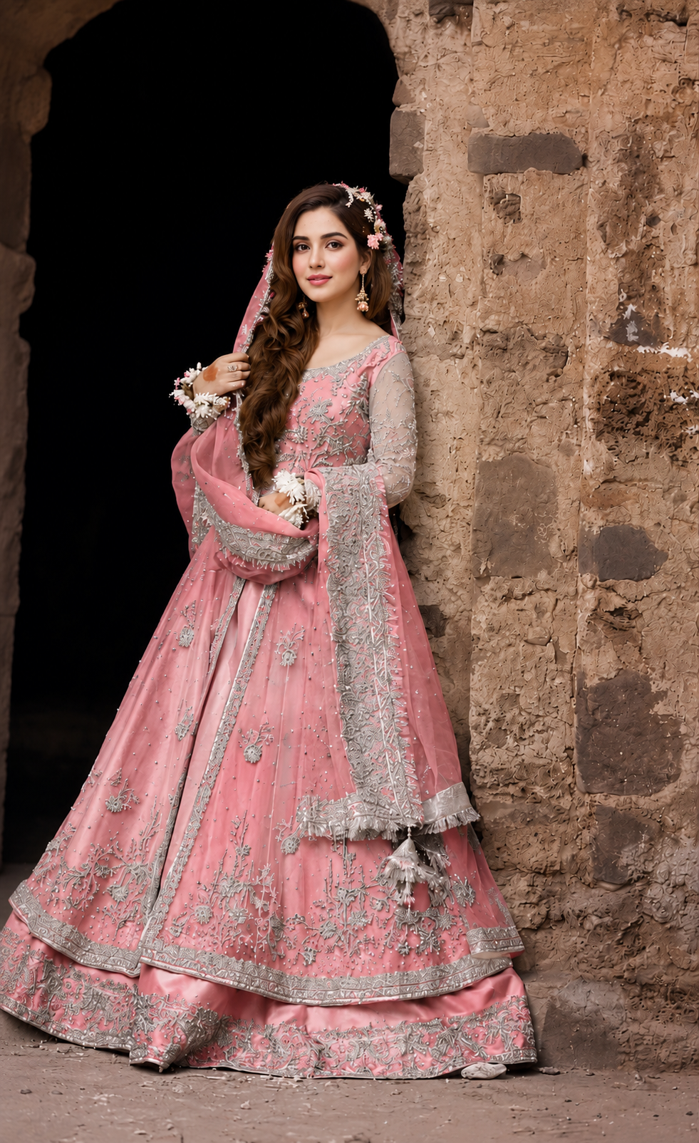 Elegant Embroidered Bridal Maxi with Net Dupatta | Luxury Wedding Wear ✨💙