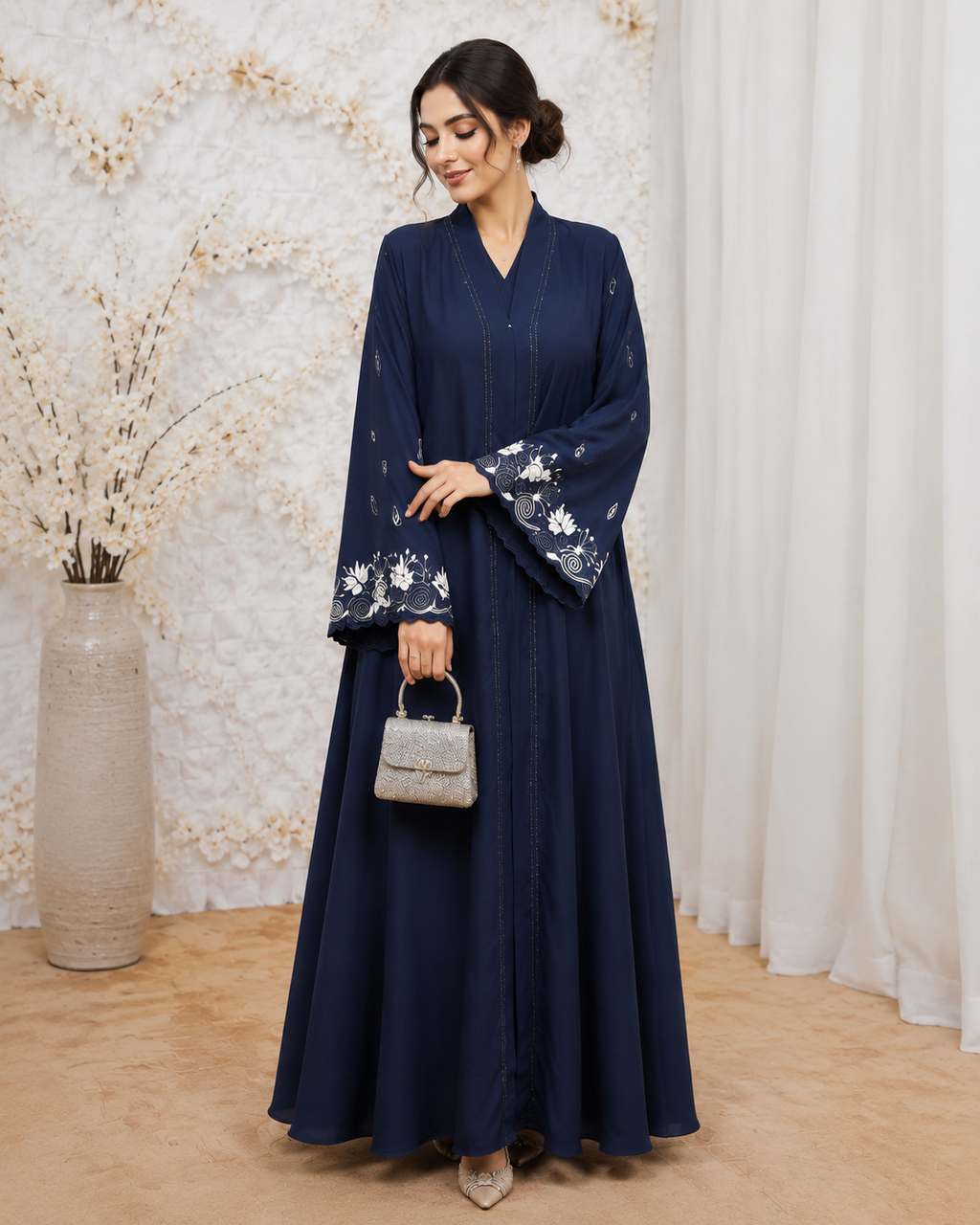 Premium Embroidered Flared Abaya for Women