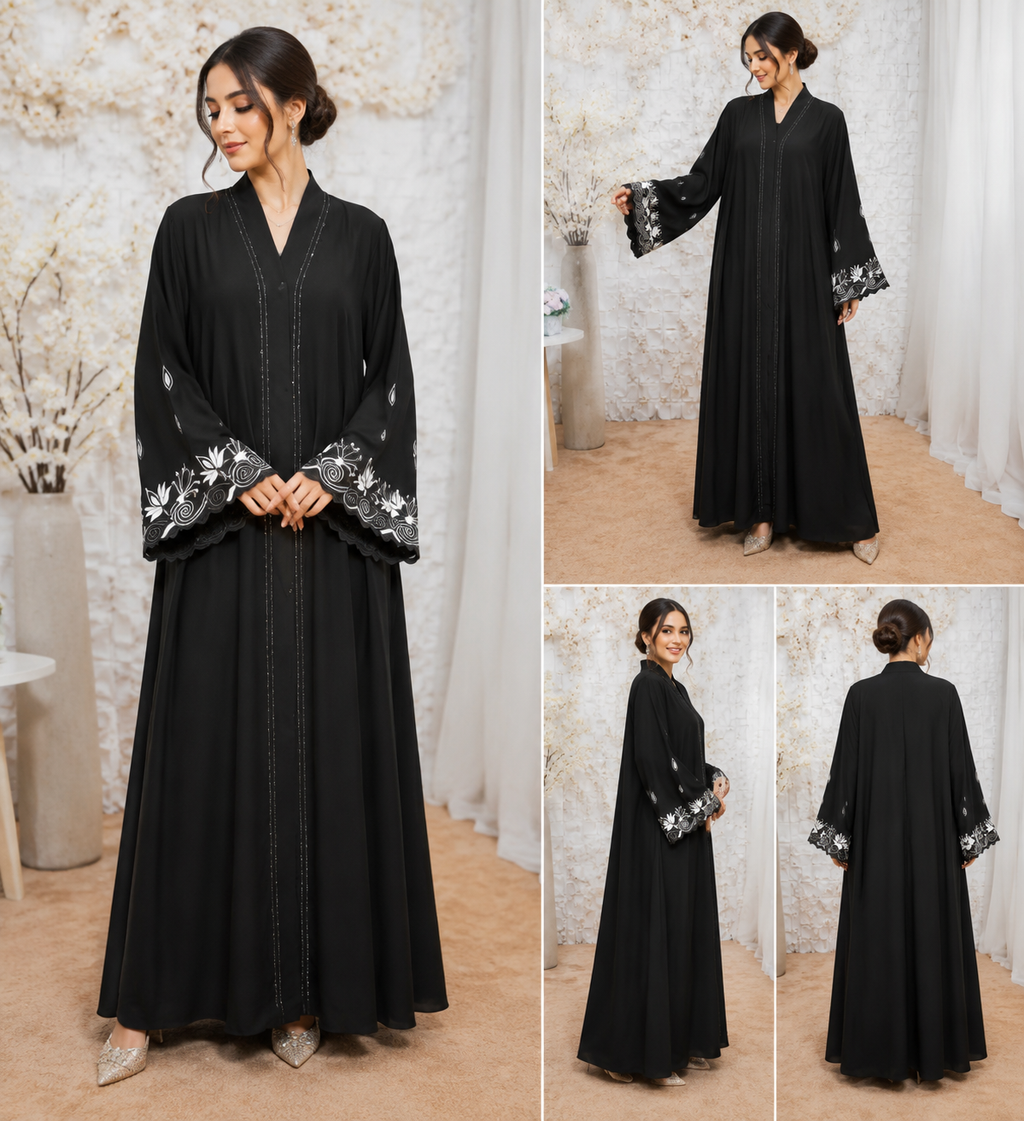 Premium Embroidered Flared Abaya for Women