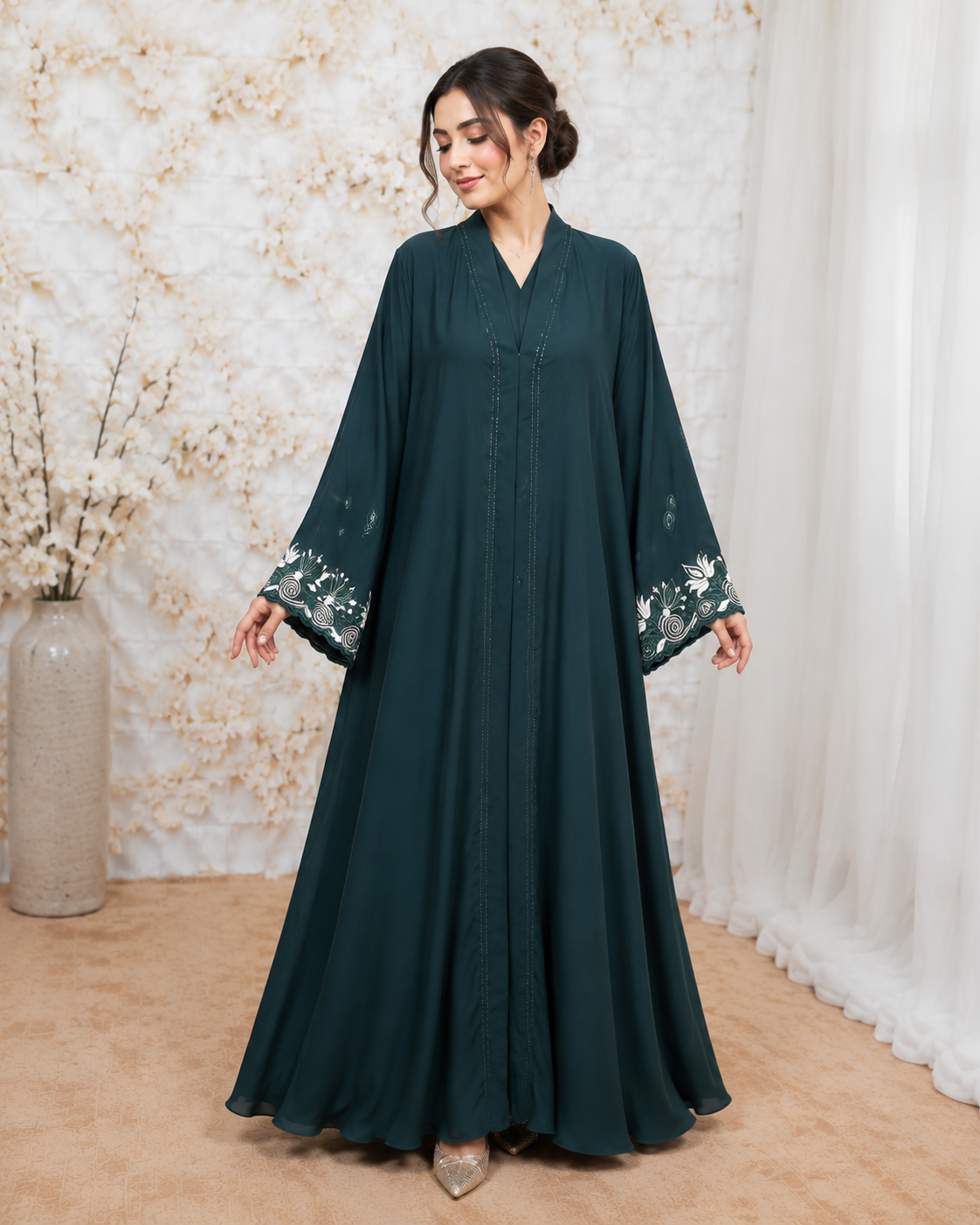 Premium Embroidered Flared Abaya for Women